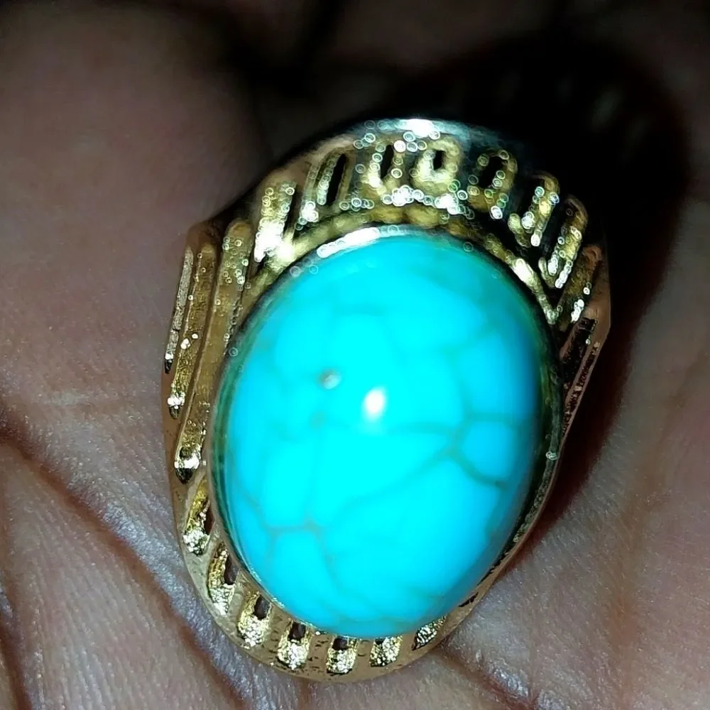 Hand crafted vintage bohemian turquoise ring unisex